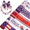 5 Rolls Patriotic Ribbon 4th of July Stars and Stripes Burlap Wired Edge Ribbon 25 Yards American Flag Decorative Ribbon